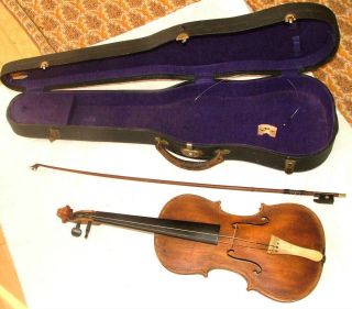 Vtg/antique Violin Joseph Guarnerius Fecit Cremonae Anno 1725 Ihs W/case & Bow