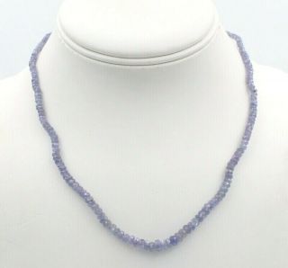 Stunning Vintage Tanzanite Beaded Necklace With 14k Gold Clasp 678b - 1