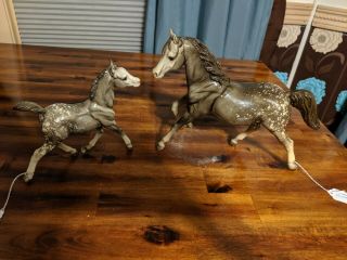 Vintage Breyer Glossy Appaloosa Running Mare And Foal Htf