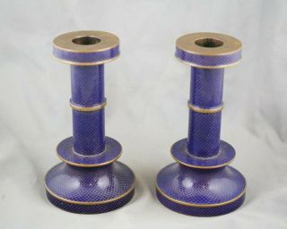 Fine Antique Chinese Bronze Cloisonne Candlesticks Candle Sticks Holders