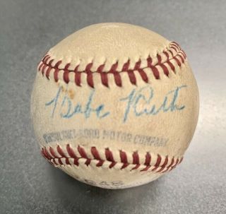 Extremely Rare Babe Ruth Single Signed Autographed Oal Mini Baseball Promo