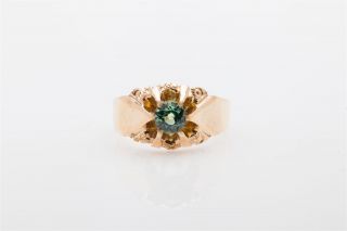 Antique 1870s Victorian $4000 1.  50ct Natural Green Sapphire 10k Gold Mens Ring