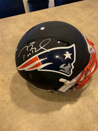 Tom Brady Autographed Patriots Black Matte Speed Authentic Helmet Tristar Full