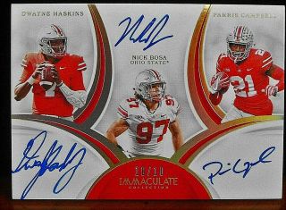 Dwayne Haskins/nick Bosa/parris Campbell 3 Rc Aus Ssp 10/10 2019 Immaculate 7