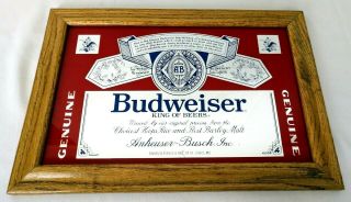 Vintage Budweiser Sign Glass Mirror Wall Counter Advertising Bar Man Cave 19x13 "