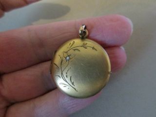 Antique Vintage Art Nouveau Deco Gold F Seed Pearl Keepsake Locket Fob Pendant