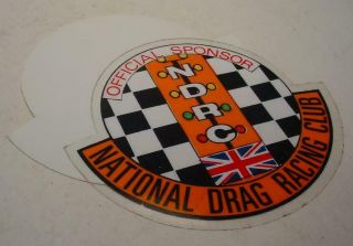 Vintage British National Drag Racing Club Window Sticker Vgc