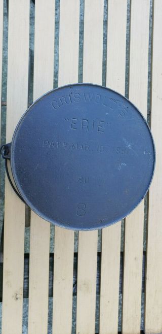 Antique Erie Pre Griswolds 8 Cast Iron Flat Bottom Kettle 811 Vtg Htf Rare Pot