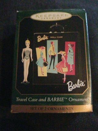 Vintage Barbie & Travel Case Hallmark Christmas Ornament 1999