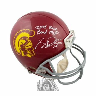 Sam Darnold 2017 Rose Bowl Mvp Autographed Usc Proline F/s Football Helmet Bas