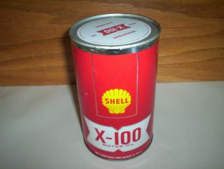 Vintage Shell X - 100 (1.  14 Liter) Imperial Quart Oil Can Tin :cardboard Composite