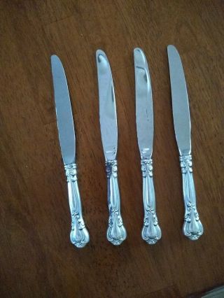 Four 4 Vintage Gorham Sterling Silver Knives Chantilly Pattern
