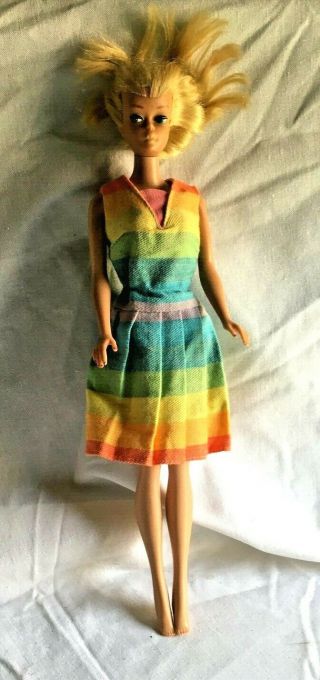 Vintage 850 Barbie 1964 - 65 - Blonde Swirl Ponytail Barbie With Outfit 1619 Dress