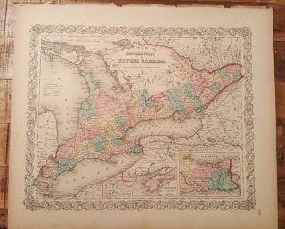 - 1856 Colored Map/canada West Or Upper Canada - Colton 