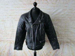 Mens Vintage 80s Leather Motorcycle Jacket Opus 40 - 42 " Chest / Ref M8254