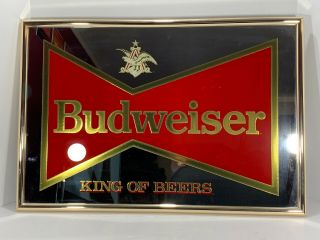 Vintage Budweiser Bud Light Beer Bar Sign Mirror Pub Tavern 24.  75”x17”