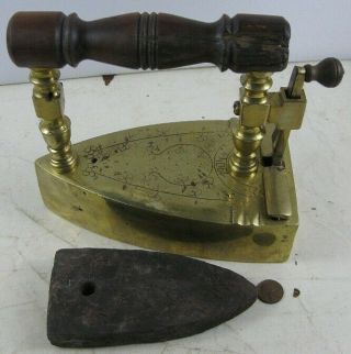 Antique Brass Slug Iron With Slug Dated Engraved 1904