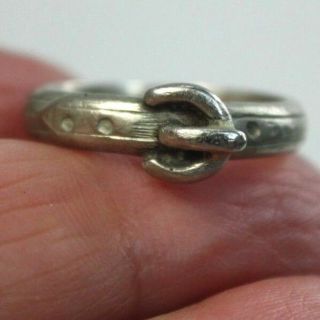 Old Vintage Antique Victorian Sterling Silver Friendship Buckle Ring Us Size 9