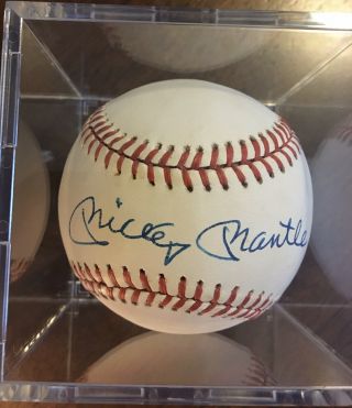 Mickey Mantle Autographed Baseball.  Autograph From 1980’s Card Show.