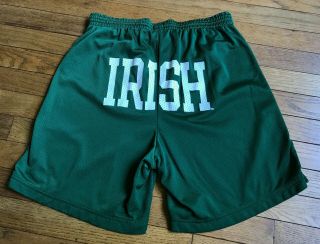 Vintage 90s Champion Notre Dame Fighting Irish Shorts Green Drawstring Sz L
