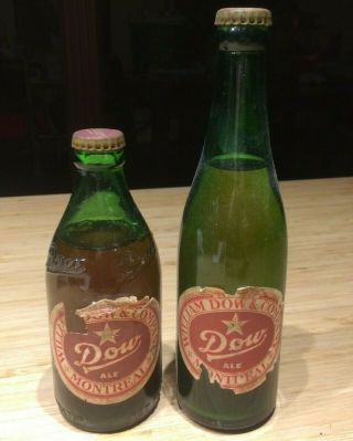 2x Vintage Dow Ale Beer Full Bottle Montreal Canada William Dow & Co.