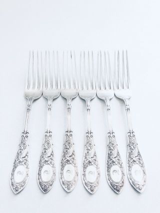 Set Of Six (6) Whiting Sterling Silver Dinner Forks,  1875 " Arabesque " Pattern