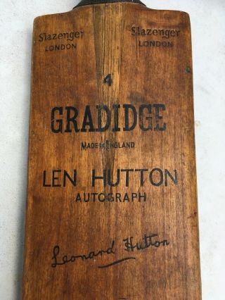 Vintage Gradidge Len Hutton Autograph Cricket Bat - Harrow - Slazenger London