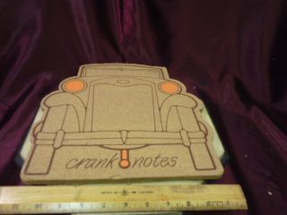 Vtg 11.  25 " X11.  25 " Cork Board " Crank Notes " Automobile Pinit Board -