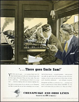 1942 Ww2 Chesapeake & Ohio Railroad Lines War Tools Vintage Art Print Ad Adl96