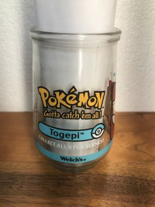 Vintage 1999 Welch ' s Jelly Pokemon Glass Jar 9 Scene Togepi (EUC) 2