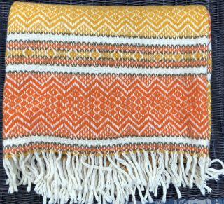 Vintage Faribo Wool Stadium Blanket Throw Lap Southwest Orange Hard To Find