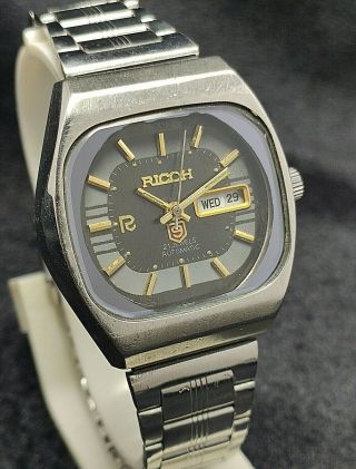 Rare Vintage Ricoh Black Dial Wrist Watch For Men 