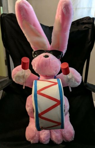 Vtg Energizer Battery Bunny Pink Plush Big 21” Stuffed Bunny Rabbit Toy Battery