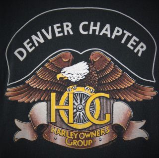 Vtg Xl Freedom Harley Davidson Denver Colorado Owners Group Black T Shirt Hog