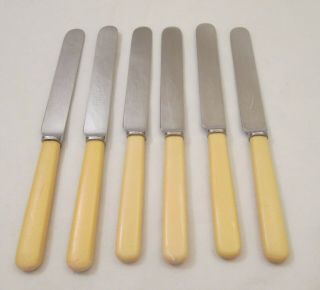 A Good Set Of 6 Vintage Butter Knives With Faux Bone Handles - Elliot & Sons