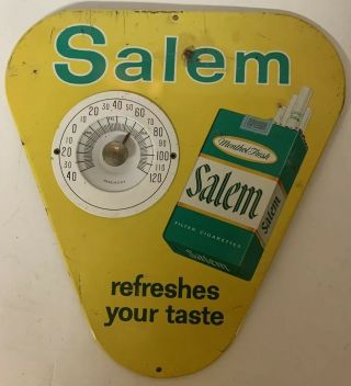 Vintage Salem Cigarette Metal Tin Advertising Thermometer Sign