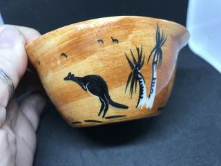 Vintage Australian Pottery ELKE Bowl Hand Painted Aboriginal Man & Kangaroo 3