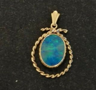 Vintage 9k Gold And Blue Opal Pendant - 2.  1 Gms