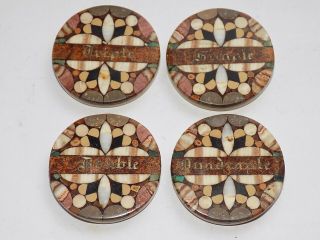 Rare Set Of Four 19th Century Inlaid Pietra Dura Whist Counters Markers