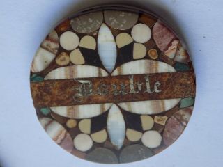 RARE SET OF FOUR 19th CENTURY INLAID PIETRA DURA WHIST COUNTERS MARKERS 2