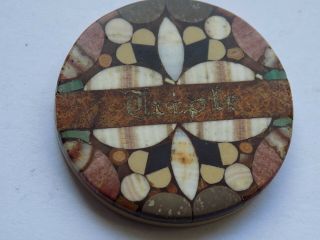 RARE SET OF FOUR 19th CENTURY INLAID PIETRA DURA WHIST COUNTERS MARKERS 3