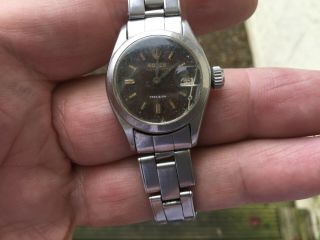 Vintage Ladies Rolex Oyster Date Bracelet Watch Ref 6406 Tropical Dial