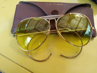 Vintage Japan Bushnell Yellow Shooting Glasses Gold Color Frame Nu.  755 W/ Case
