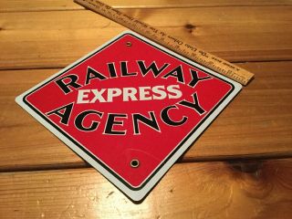 Railway Express Agency Sign 7 X 7 Tin Metal Railroad Train
