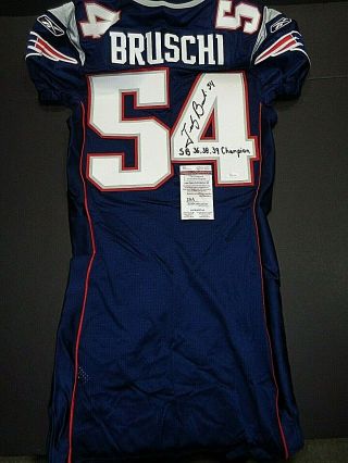 Tedy Bruschi England Patriots Autographed Inscrib Game Issued Jersey Jsa
