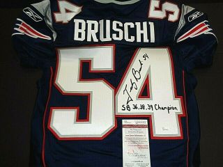 Tedy Bruschi England Patriots Autographed Inscrib Game Issued Jersey JSA 2
