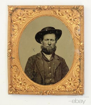 19th C.  Antique 1/6th Plate Ambrotype Photograph - San Fransisco,  Ca 1850s