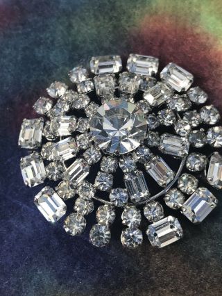Signed Austria Large Vtg Gorgeous Crystal Clear Rhinestone Brooch Pin