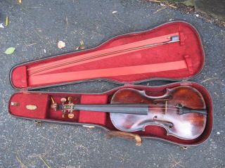 Vintage/antique Violin W/bow In Frost & Stone Case