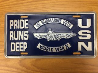 Us Submarine Vets World War Ii Vehicle License Plate
